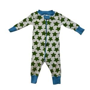 HANNA ANDERSSON Green Stars Sleeper Size 6-9 Months Organic Cotton Zipper Unisex